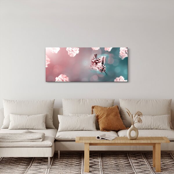 Kép - pillangó a virágok között (120x50 cm)