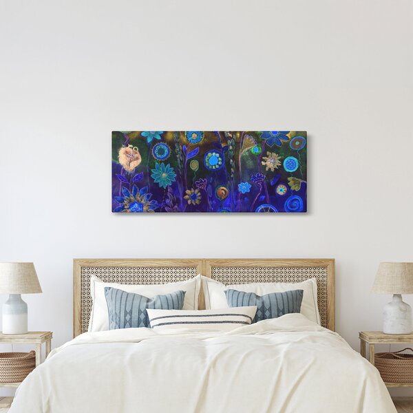 Sötétkék virágok képe (120x50 cm)
