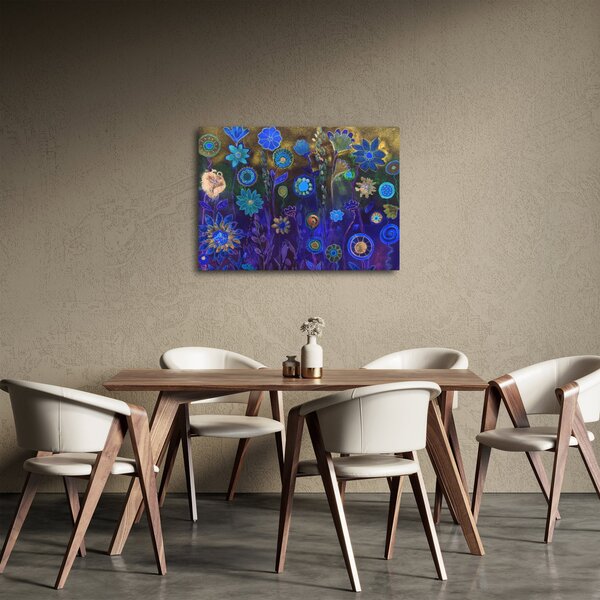 Sötétkék virágok képe (70x50 cm)