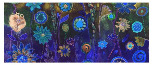 Sötétkék virágok képe (120x50 cm)
