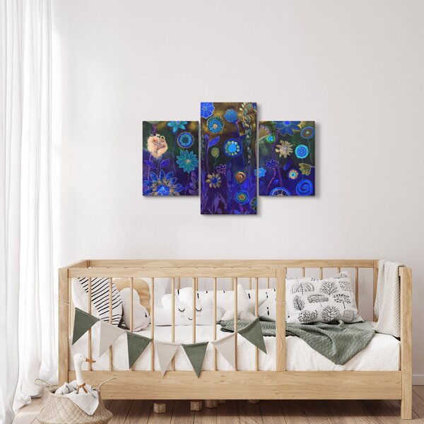 Sötétkék virágok képe (90x60 cm)