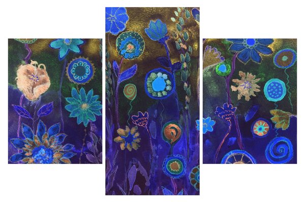 Sötétkék virágok képe (90x60 cm)