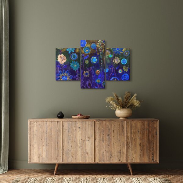 Sötétkék virágok képe (90x60 cm)