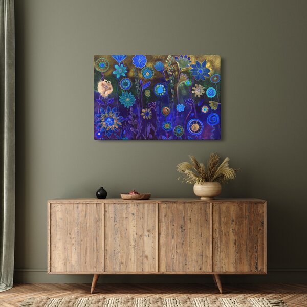 Sötétkék virágok képe (90x60 cm)