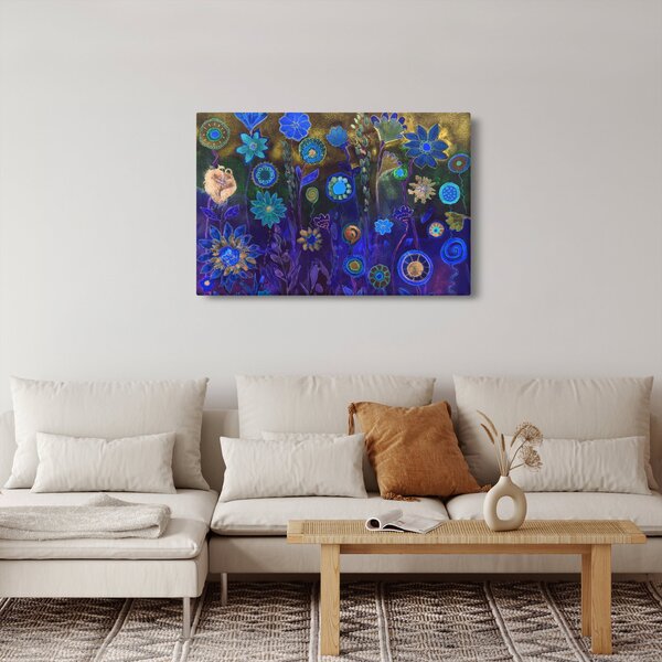 Sötétkék virágok képe (90x60 cm)