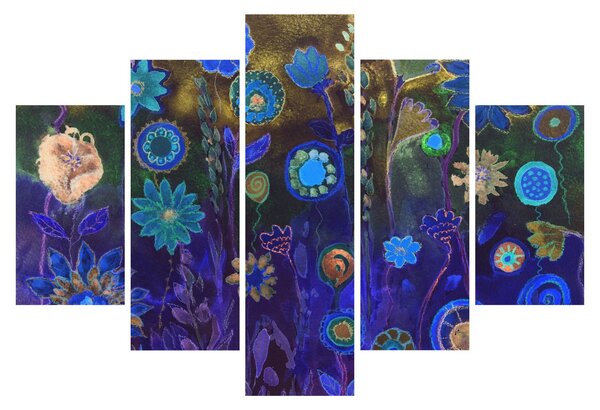 Sötétkék virágok képe (150x105 cm)