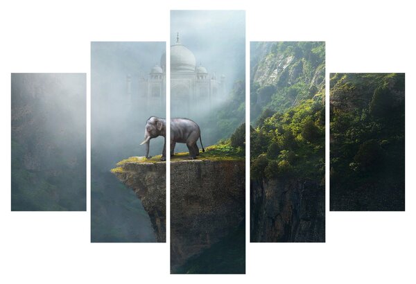 Kép - Az elefánt a Taj Mahal tetején (150x105 cm)