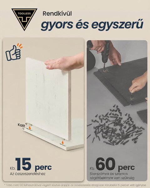 SONGMICS HOME HOPU tálalószekrény, 140 cm, antik fehér–mézbarna