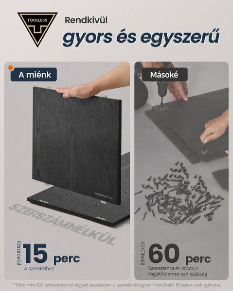 LED-es tálalószekrény és TV-szekrény, 100 cm, fekete – SONGMICS HOME KADIN