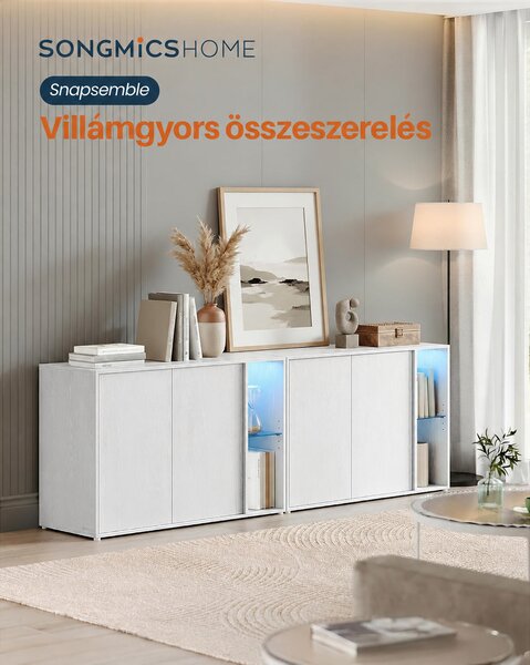 LED-es tárolószekrény 100 cm, RGB-világítással, hófehér – SONGMICS HOME KADIN