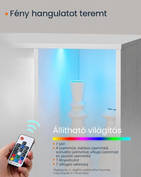 LED-es tárolószekrény 100 cm, RGB-világítással, hófehér – SONGMICS HOME KADIN
