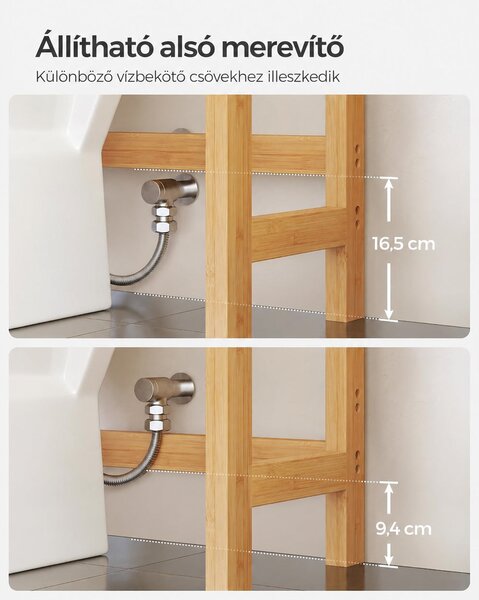 SONGMICS 3 szintes bambusz WC fölötti tárolóállvány