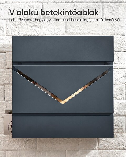 SONGMICS POSTER fali postaláda újságtartóval, antracit