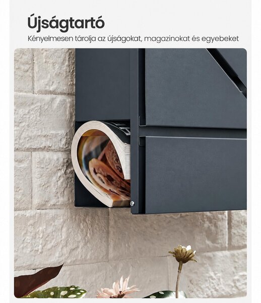 SONGMICS POSTER fali postaláda újságtartóval, antracit