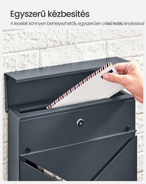 SONGMICS POSTER fali postaláda újságtartóval, antracit