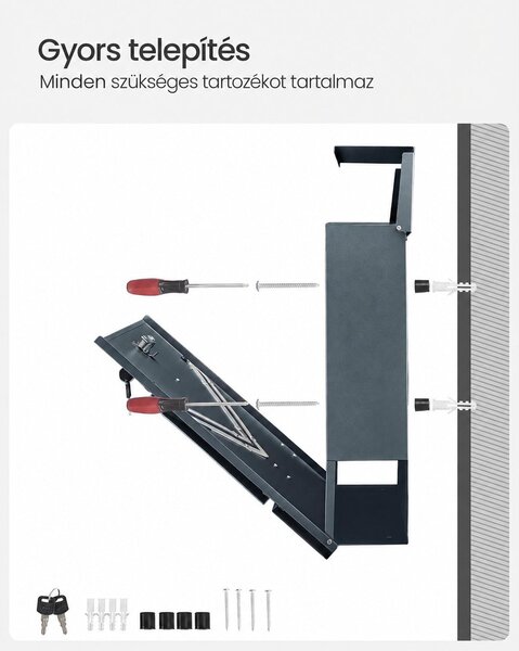 SONGMICS POSTER fali postaláda újságtartóval, antracit