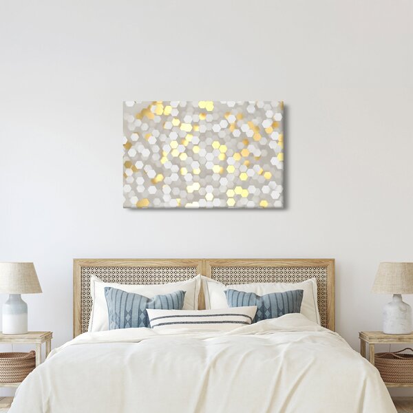 Kép - Arany és fehér hatszögek (90x60 cm)