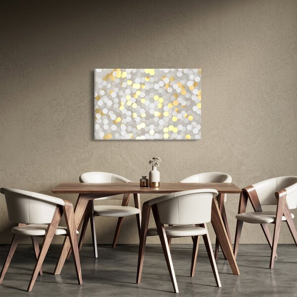 Kép - Arany és fehér hatszögek (90x60 cm)