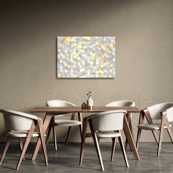Kép - Arany és fehér hatszögek (70x50 cm)