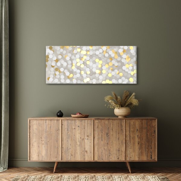 Kép - Arany és fehér hatszögek (120x50 cm)