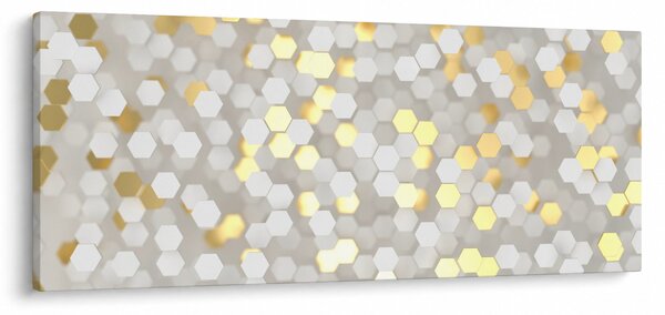 Kép - Arany és fehér hatszögek (120x50 cm)
