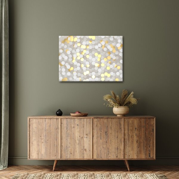 Kép - Arany és fehér hatszögek (70x50 cm)