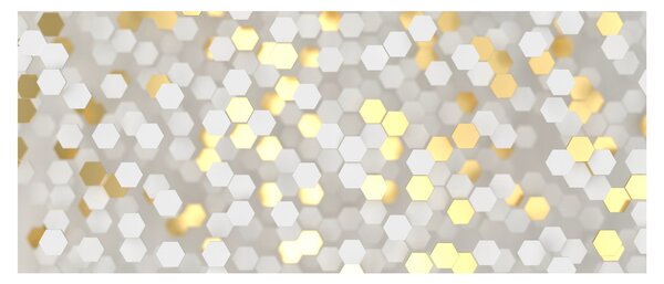 Kép - Arany és fehér hatszögek (120x50 cm)