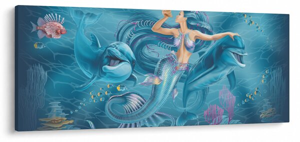Kép - Sellő delfinekkel (120x50 cm)
