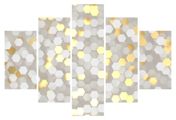 Kép - Arany és fehér hatszögek (150x105 cm)