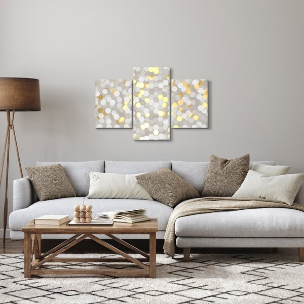 Kép - Arany és fehér hatszögek (90x60 cm)