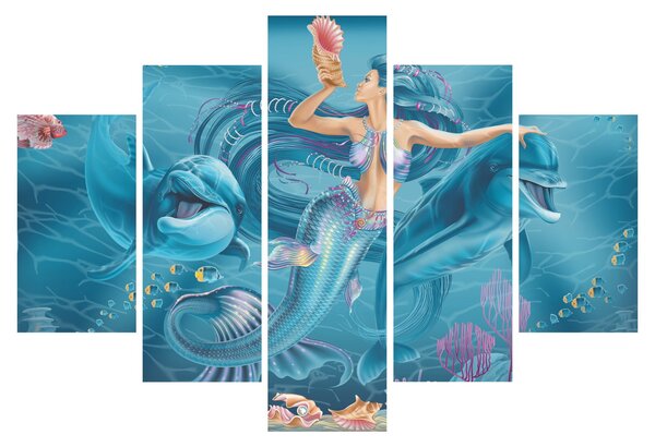 Kép - Sellő delfinekkel (150x105 cm)