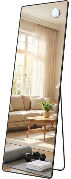 SONGMICS teljes alakos tükör nagyítóval, 150 × 40 cm, fekete