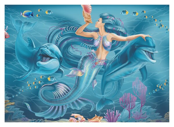 Kép - Sellő delfinekkel (70x50 cm)