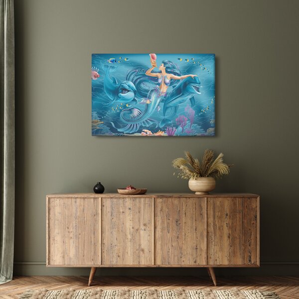 Kép - Sellő delfinekkel (90x60 cm)