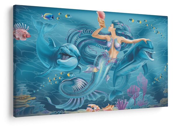 Kép - Sellő delfinekkel (90x60 cm)
