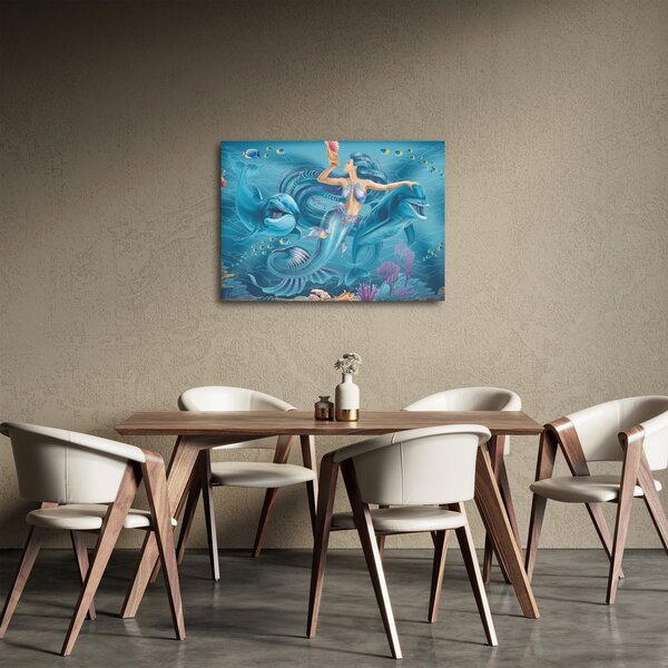 Kép - Sellő delfinekkel (70x50 cm)