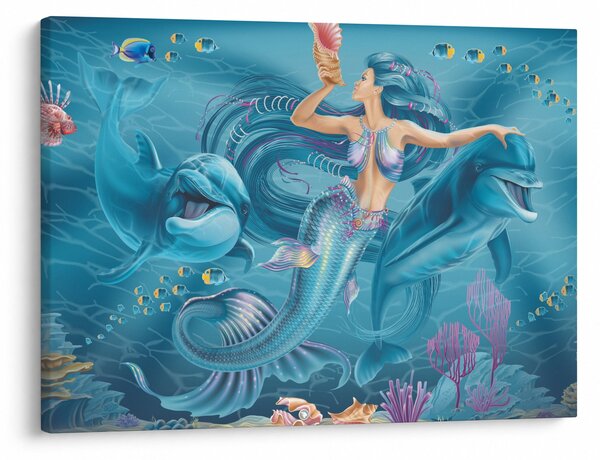 Kép - Sellő delfinekkel (70x50 cm)