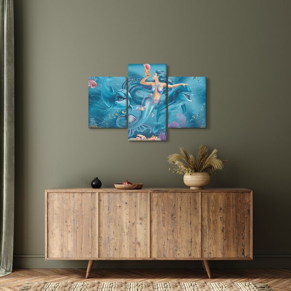 Kép - Sellő delfinekkel (90x60 cm)
