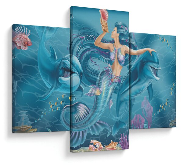 Kép - Sellő delfinekkel (90x60 cm)