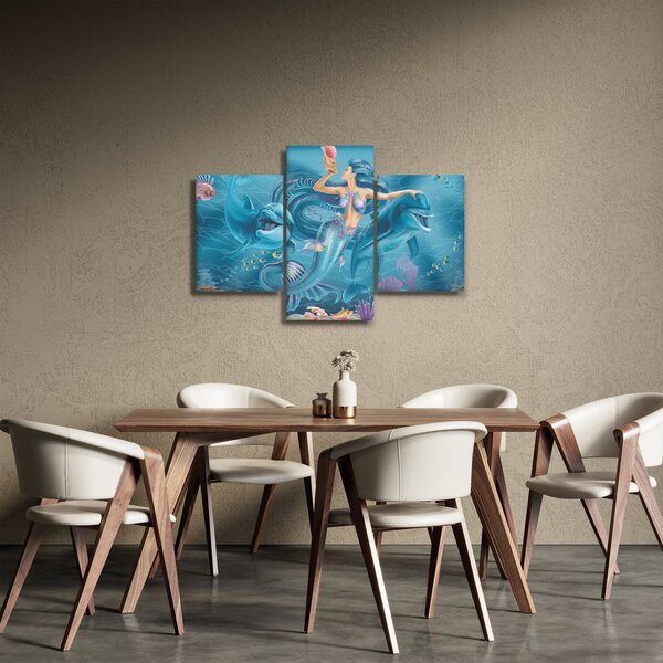 Kép - Sellő delfinekkel (90x60 cm)