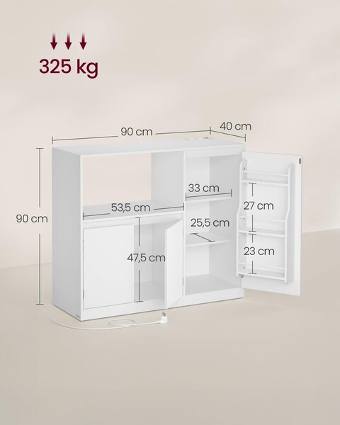 Konyhai tárolószekrény, 3 ajtóval, felhőfehér színben