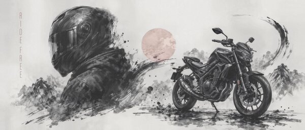 Fotótapéta Motorkerékpár fekete maszkkal, Absztrakt fotótapéta, Népszerű fotótapéta, t00934 - Tapeko.hu