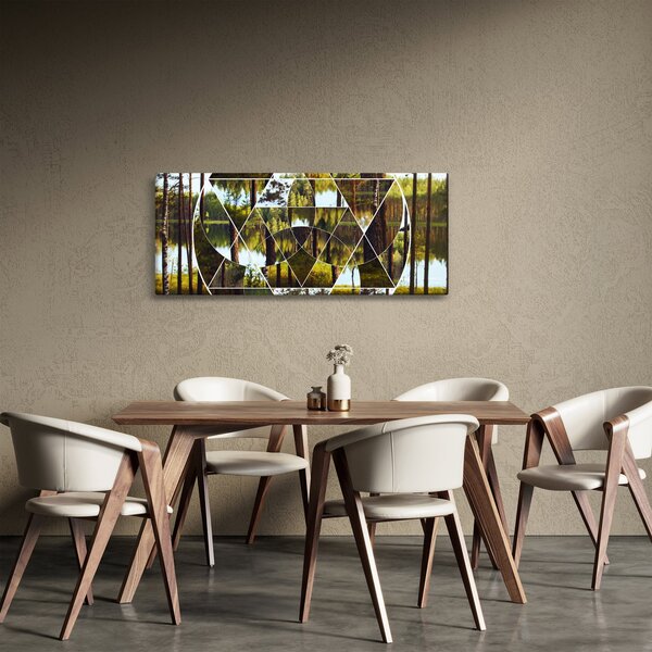 Kép - Geometrikus kollázs a skandináv erdők hátterében (120x50 cm)