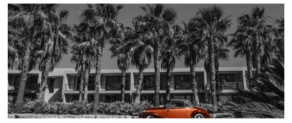 Kép - retro piros autó (120x50 cm)