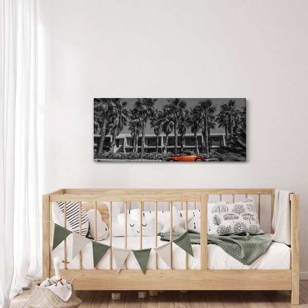 Kép - retro piros autó (120x50 cm)