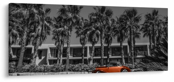 Kép - retro piros autó (120x50 cm)