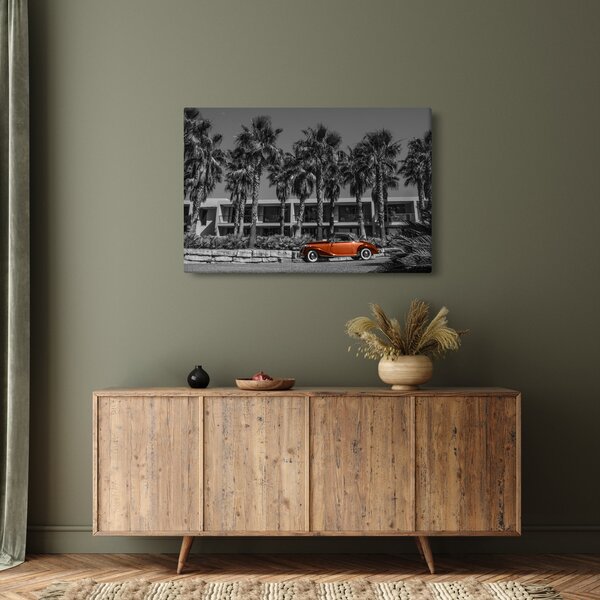Kép - retro piros autó (90x60 cm)