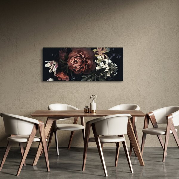 Kép - sötét virágok (120x50 cm)
