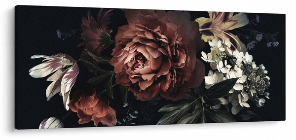 Kép - sötét virágok (120x50 cm)