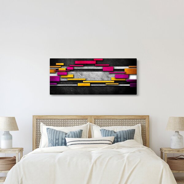 Egy kép a színes absztrakció fekete alapon (120x50 cm)
